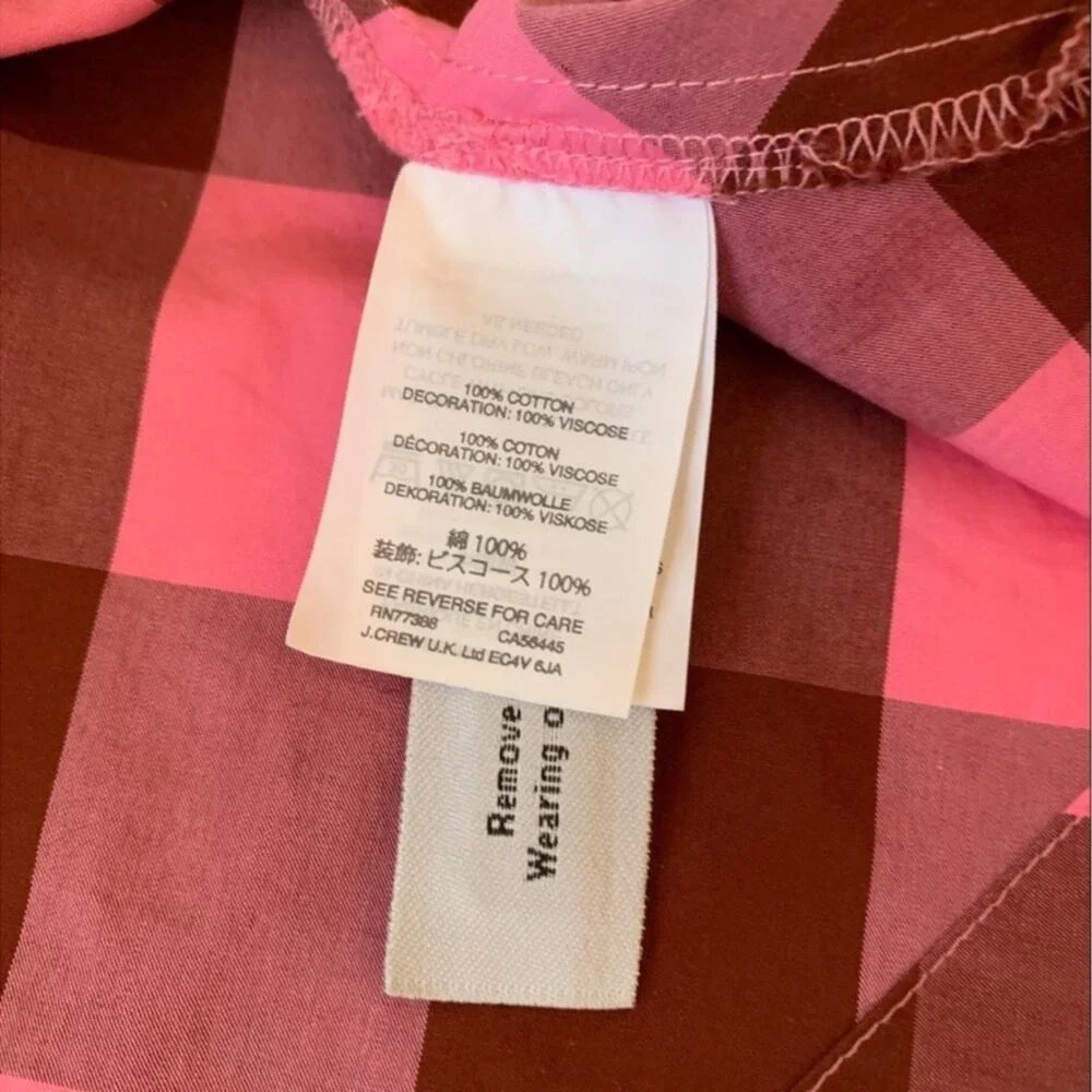 J.Crew Pink Gingham Plaid Bow Skirt Top Matching Set 4